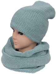 Комплект шапка и шарф, голубовато-зеленый цена и информация | Женские шапки | pigu.lt