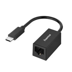 Hama Network Adapter, USB-C -> LAN, black - Adapter kaina ir informacija | Kabeliai ir laidai | pigu.lt