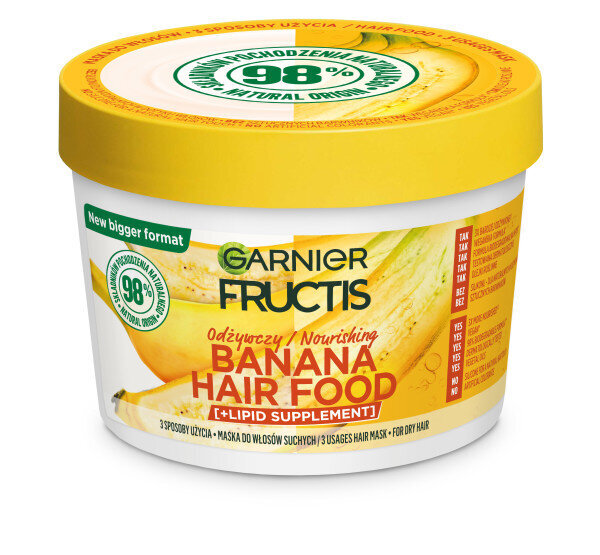 Maitinanti plaukų kaukė Garnier Fructis Hair Food Banana, 400 ml kaina ir informacija | Priemonės plaukų stiprinimui | pigu.lt