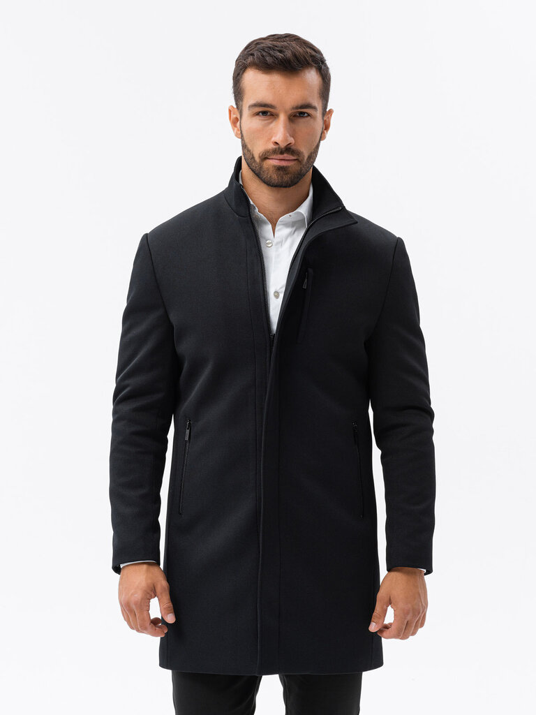 Paltas vyrams Ombre Clothing AMD14161 1899, juodas цена и информация | Vyriški paltai  | pigu.lt