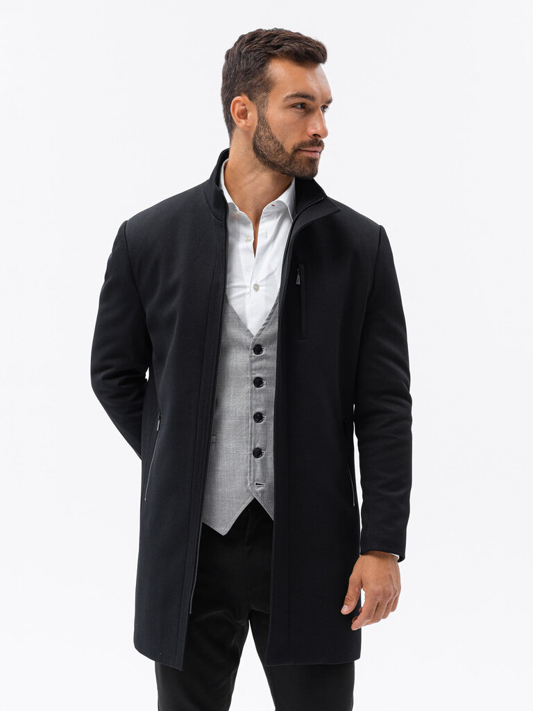 Paltas vyrams Ombre Clothing AMD14161 1899, juodas цена и информация | Vyriški paltai  | pigu.lt
