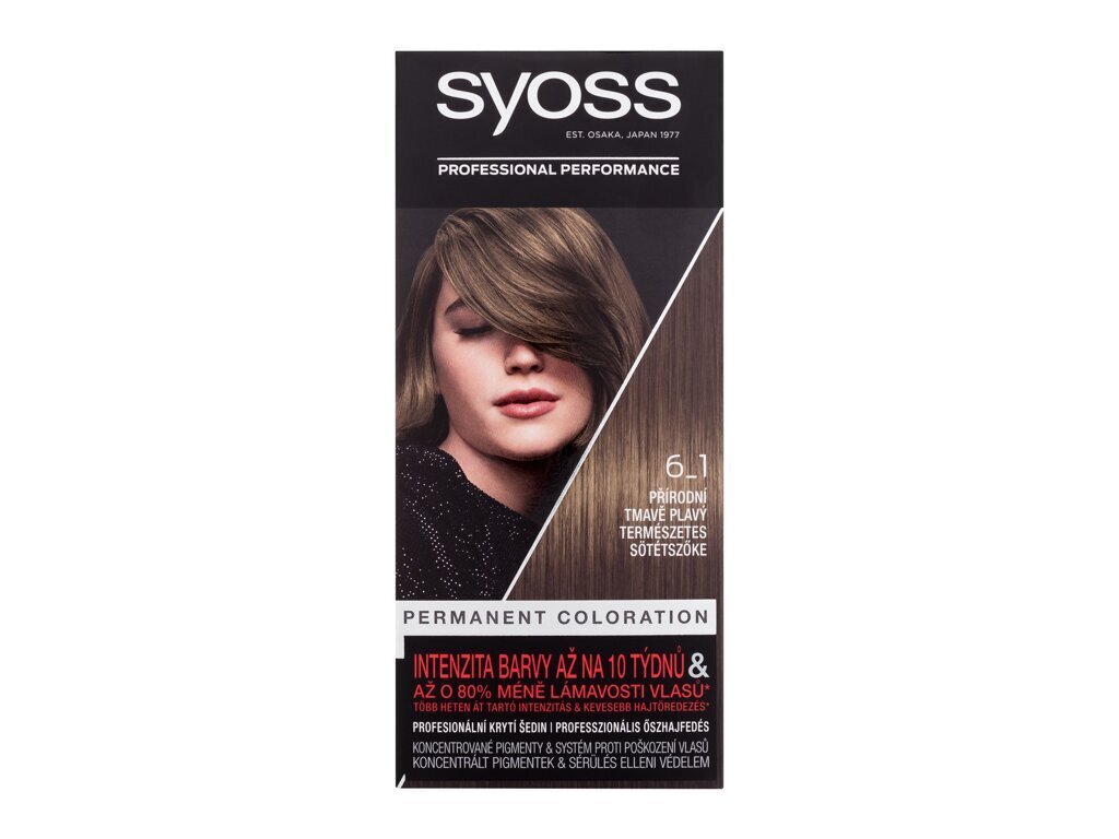 Plaukų dažai Syoss Permanent Coloration Hair Color 6_1, 50 ml kaina ir informacija | Plaukų dažai | pigu.lt