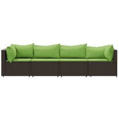 Sodo komplektas vidaXL, 4 dalių, rudas/žalias kaina ir informacija | Lauko kėdės, foteliai, pufai | pigu.lt