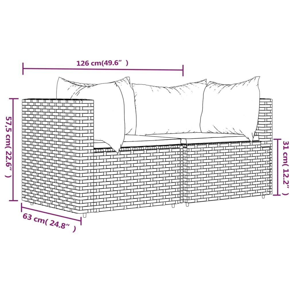 2-jų sodo sofų komplektas vidaXL, pilkas цена и информация | Lauko kėdės, foteliai, pufai | pigu.lt