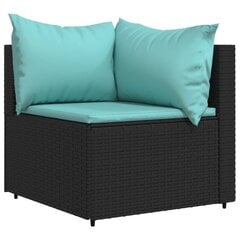 Kampinės sofos su pagalvėlėmis vidaXL, juodos kaina ir informacija | Lauko kėdės, foteliai, pufai | pigu.lt