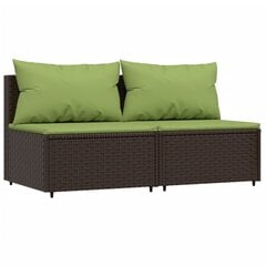 Vidurinės sofos dalys su pagalvėmis vidaXL, rudos kaina ir informacija | Lauko kėdės, foteliai, pufai | pigu.lt