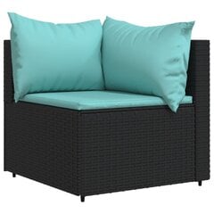 Kampinė sodo sofos dalis su pagalvėlėmis vidaXL, juoda kaina ir informacija | Lauko kėdės, foteliai, pufai | pigu.lt