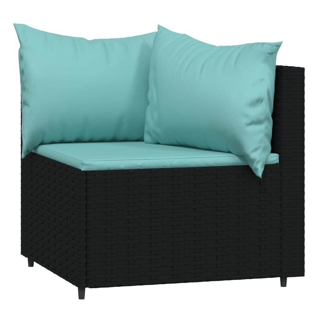 Kampinės sofos su pagalvėlėmis vidaXL, juodos kaina ir informacija | Lauko kėdės, foteliai, pufai | pigu.lt