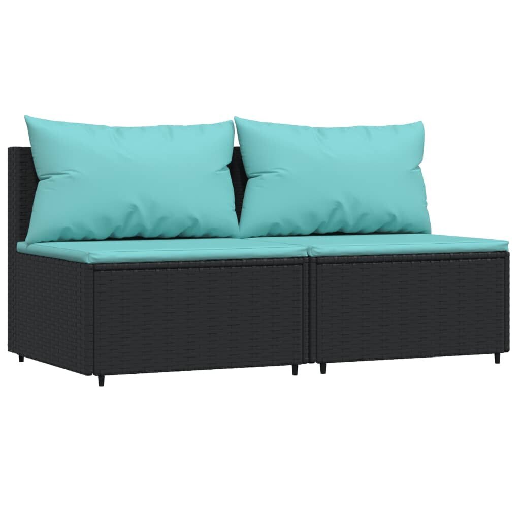 Vidurinės sofos dalys su pagalvėmis vidaXL, juodos цена и информация | Lauko kėdės, foteliai, pufai | pigu.lt