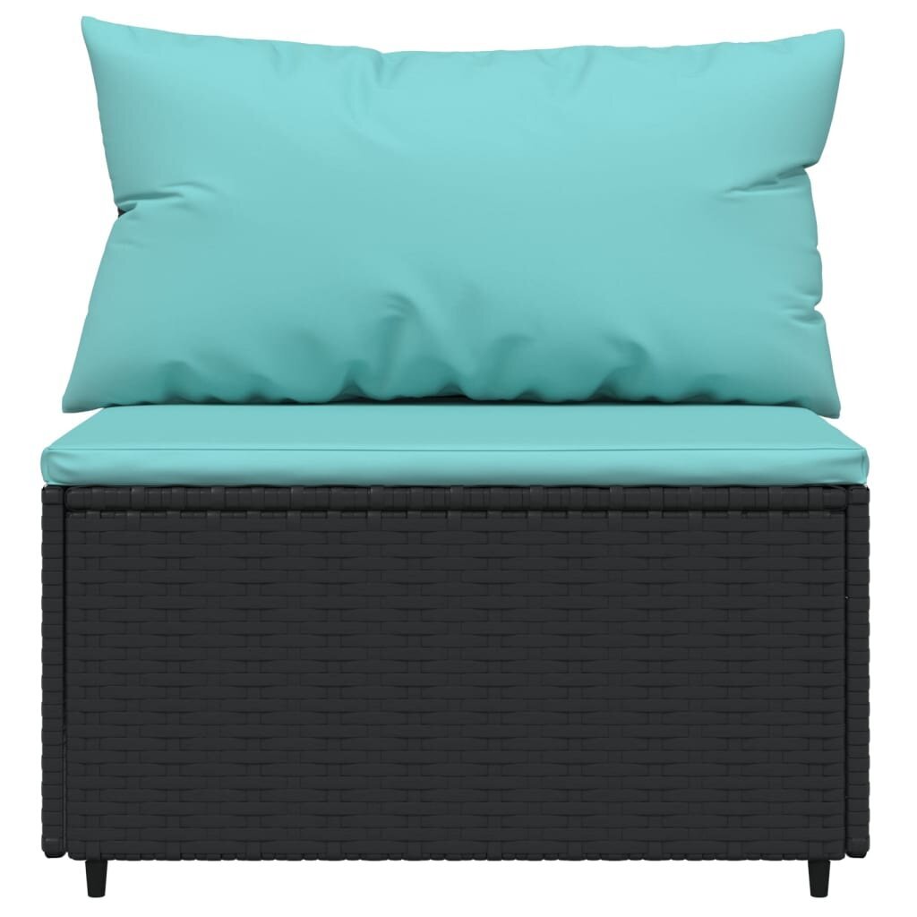 Vidurinė sodo sofos dalis su pagalvėlėmis vidaXL, juoda kaina ir informacija | Lauko kėdės, foteliai, pufai | pigu.lt