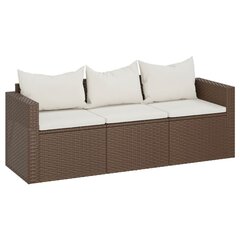 Trivietė sodo sofa vidaXL, ruda kaina ir informacija | Lauko kėdės, foteliai, pufai | pigu.lt