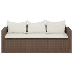 Trivietė sodo sofa vidaXL, ruda цена и информация |  Садовые стулья, кресла, пуфы | pigu.lt