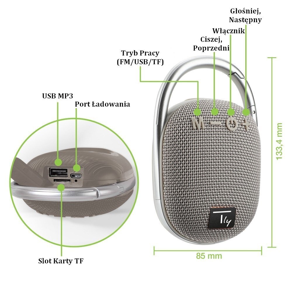 Bluetooth 5.3 Wireless Techly 5W Tws Led Usb/TF MP3 kaina ir informacija | Garso kolonėlės | pigu.lt