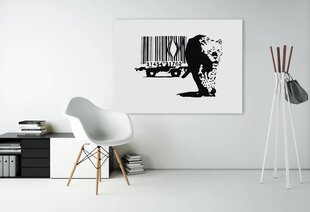 Sieninės spaudos drobė Banksy Graffiti Leopard ir Brūkšninio kodo interjero dekoras – 100 x 71 cm kaina ir informacija | Reprodukcijos, paveikslai | pigu.lt