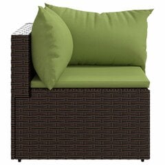 Kampinė sodo sofos dalis su pagalvėlėmis vidaXL, ruda kaina ir informacija | Lauko kėdės, foteliai, pufai | pigu.lt