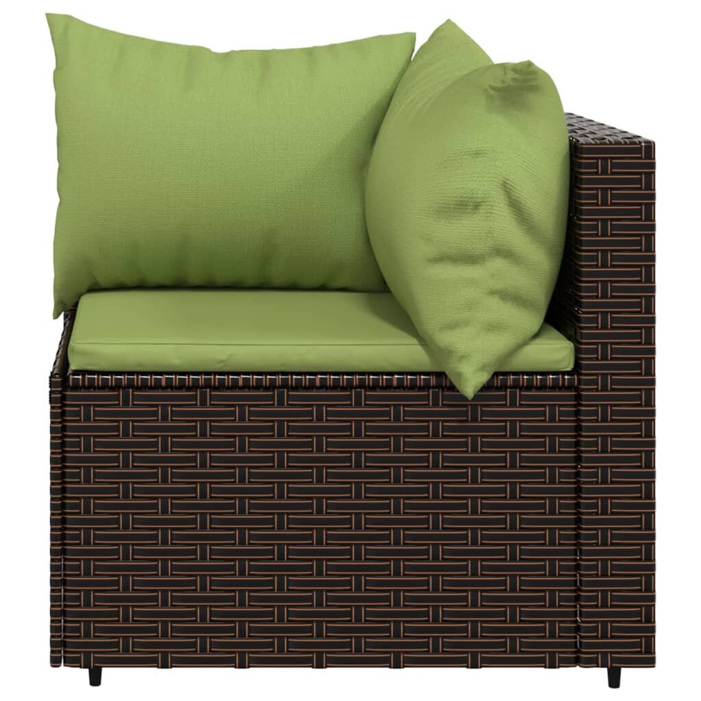 Kampinė sodo sofos dalis su pagalvėlėmis vidaXL, ruda kaina ir informacija | Lauko kėdės, foteliai, pufai | pigu.lt