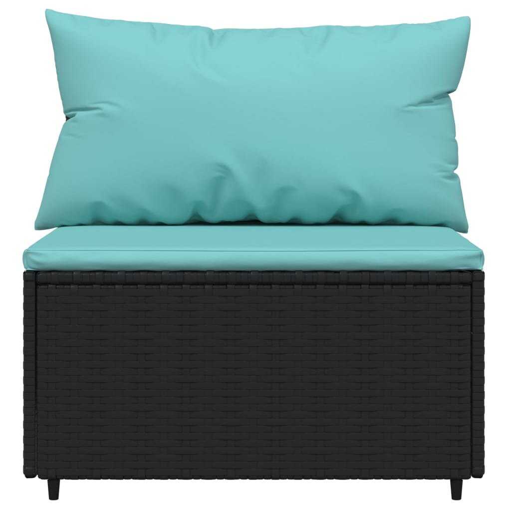 Lauko baldų komplektas vidaXL, juodas/mėlynas kaina ir informacija | Lauko kėdės, foteliai, pufai | pigu.lt