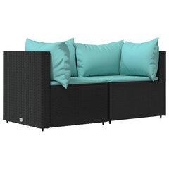 Lauko baldų komplektas vidaXL, 3 dalių, juodas/mėlynas kaina ir informacija | Lauko baldų komplektai | pigu.lt