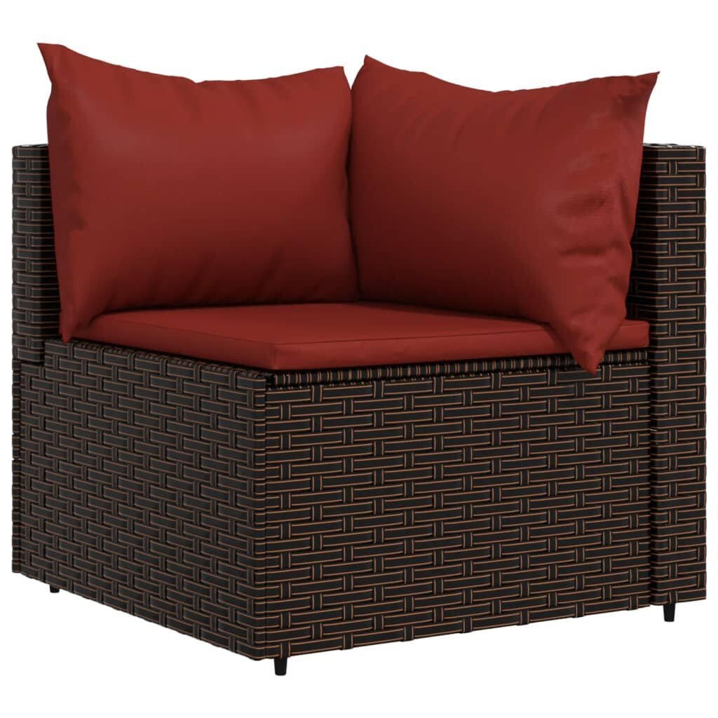 Sodo komplektas vidaXL, 3 dalių, rudas/raudonas kaina ir informacija | Lauko kėdės, foteliai, pufai | pigu.lt