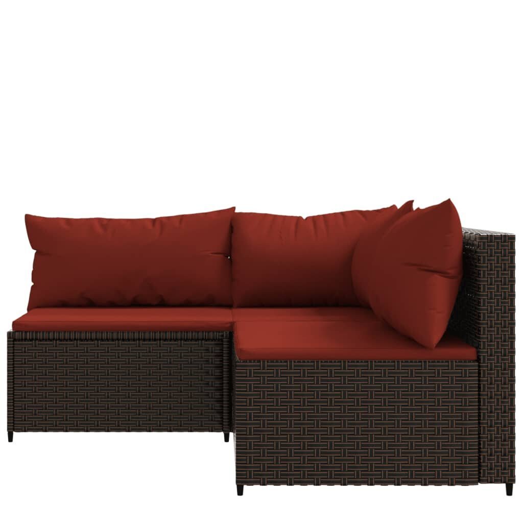 Sodo komplektas vidaXL, 3 dalių, rudas/raudonas kaina ir informacija | Lauko kėdės, foteliai, pufai | pigu.lt
