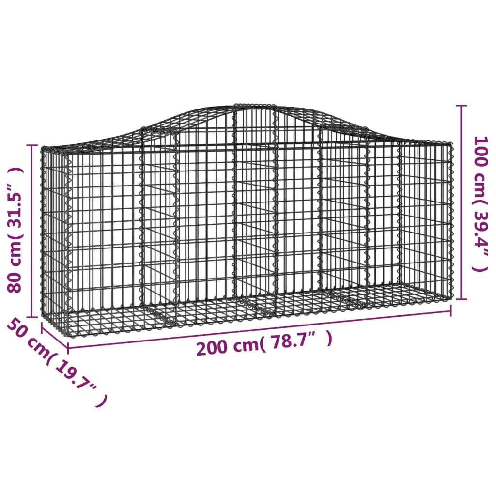 Išlenkti gabiono krepšiai, 5vnt., 200x50x80/100cm цена и информация | Tvoros ir jų priedai | pigu.lt