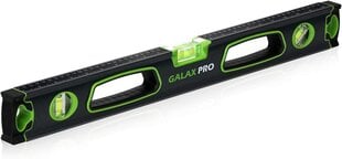 Уровни GALAX PRO, метрическая линейка, алюминиевая рама, отверстие для подвешивания, мягкие резиновые концы, горизонтальные/вертикальные измерения/45° (точность: 0,5 мм/м, 600 мм/9 дюймов) цена и информация | Механические инструменты | pigu.lt