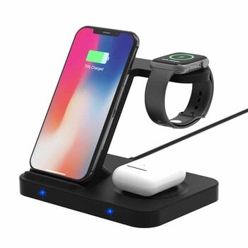 Беспроводное зарядное устройство - на 3 устройства (iPhone/Android, Airpods, зарядное устройство для Apple Watch) цена и информация | Зарядные устройства для телефонов | pigu.lt