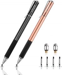 Mixoo Precision Disc Stylus Touch Pen Стилус 2 в 1 Емкостная ручка для сенсорного экрана, совместимая со смартфонами и планшетами, черный + цвет розового золота цена и информация | Аксессуары для планшетов, электронных книг | pigu.lt