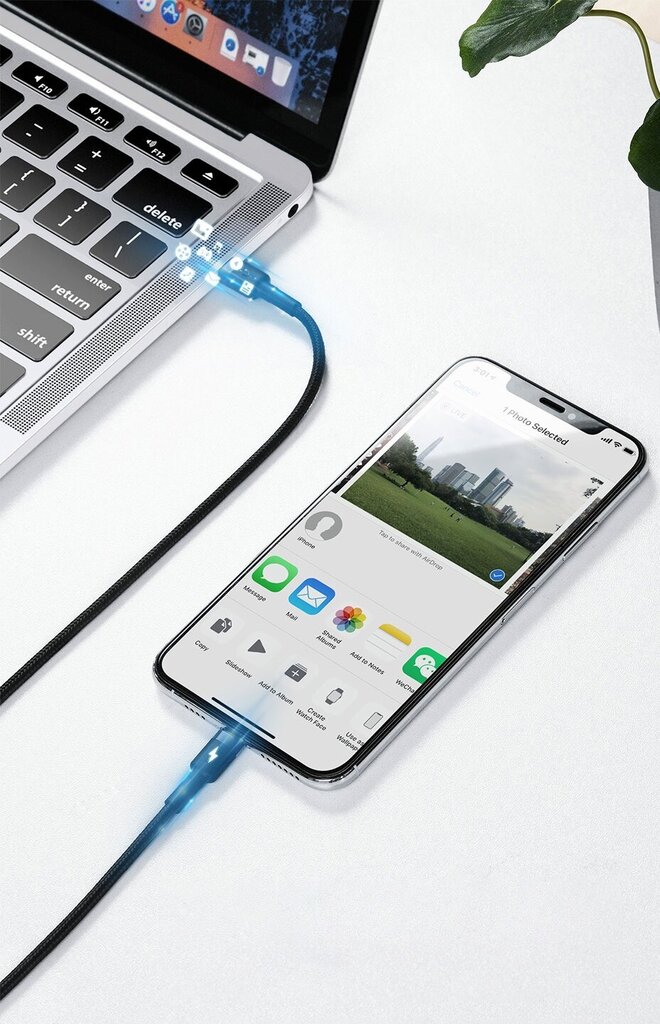 Laidas Feegar kabelis USB-C Lightning PD 20W Nylon, skirtas iPad iPhone 14 13 Pro 12 11 10 X 8 7 kaina ir informacija | Laidai telefonams | pigu.lt
