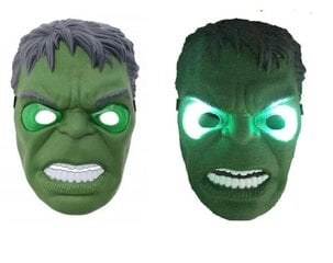 Маска Hulk Avengers со светодиодной подсветкой, зеленая цена и информация | Карнавальные костюмы | pigu.lt