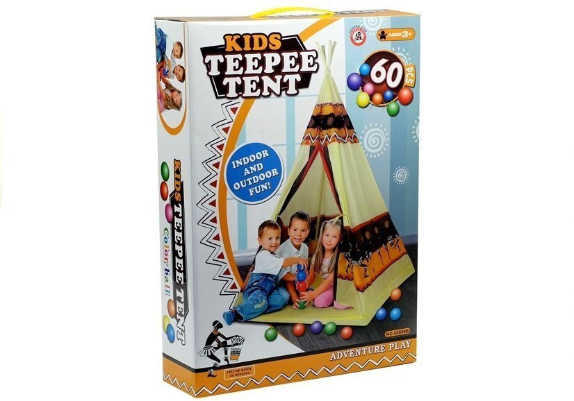 Indiško tipo palapinė vaikams su kamuoliukais Kids Teepee Tent kaina ir informacija | Vaikų žaidimų nameliai | pigu.lt