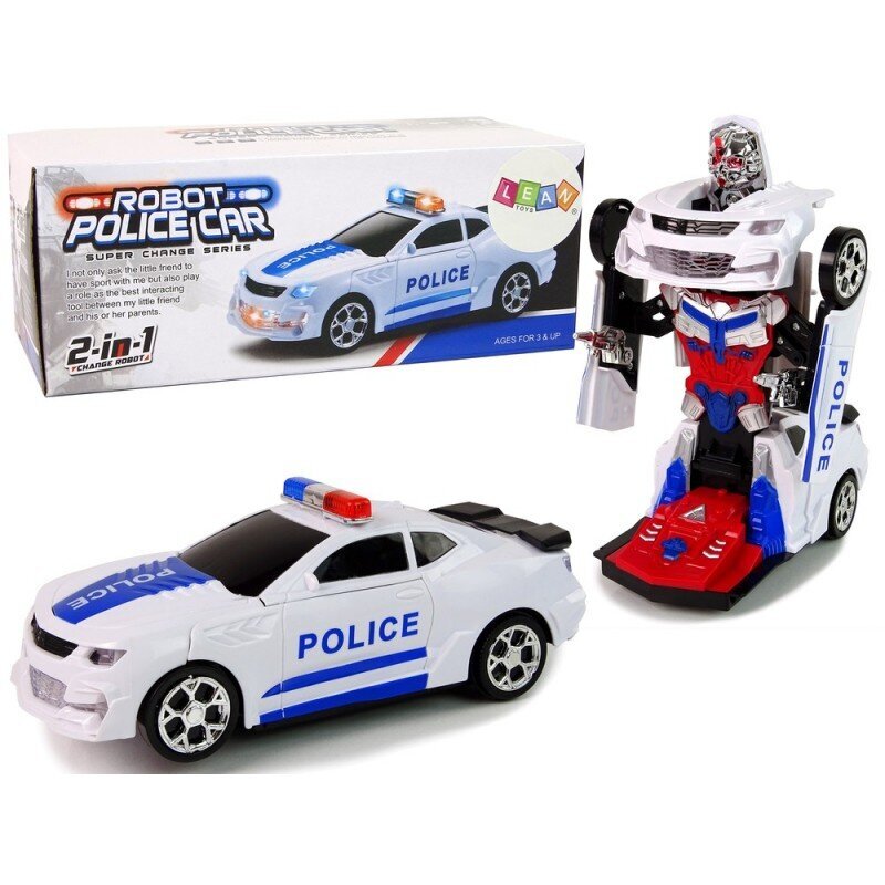 Policijos mašina-transformeris LeanToys, 2in1 kaina ir informacija | Žaislai berniukams | pigu.lt