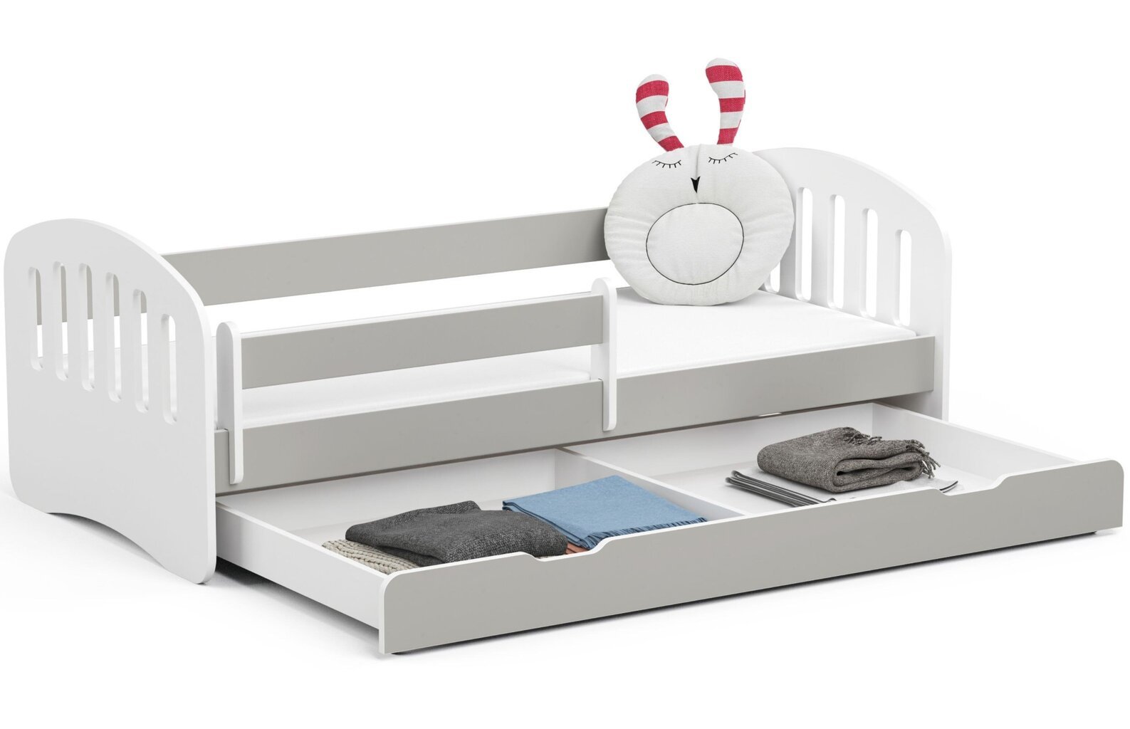 Vaikiška lova Play su čiužiniu, 180x80 cm, pilka kaina ir informacija | Vaikiškos lovos | pigu.lt
