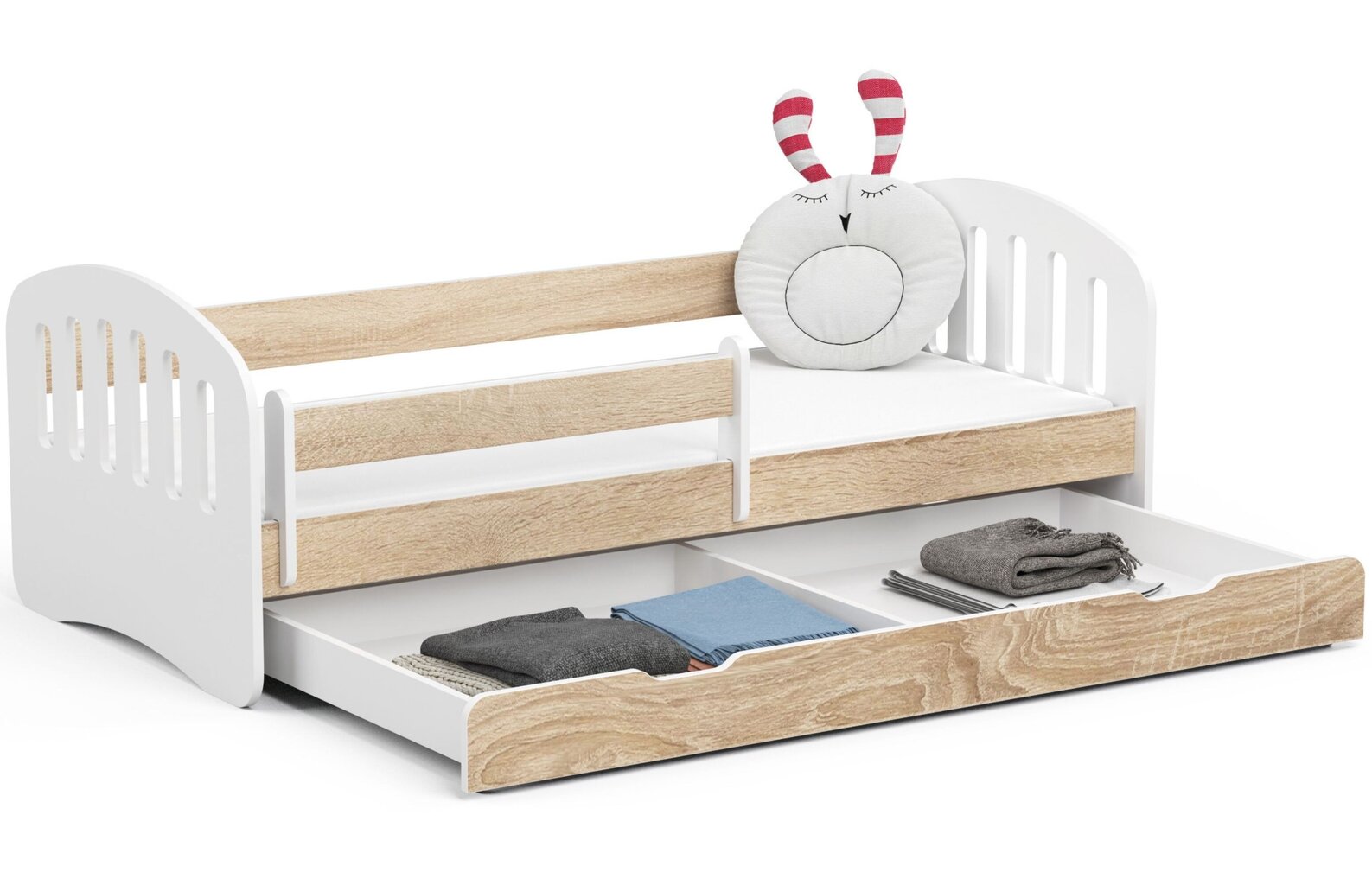 Vaikiška lova Play su čiužiniu, 180x80 cm, ruda kaina ir informacija | Vaikiškos lovos | pigu.lt