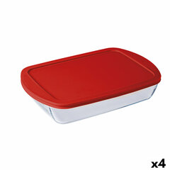 Прямоугольная коробочка для завтрака с крышкой Ô Cuisine Cook & store Прозрачный Силикон Cтекло (4,5 L) (4 штук) цена и информация | Посуда для хранения еды | pigu.lt