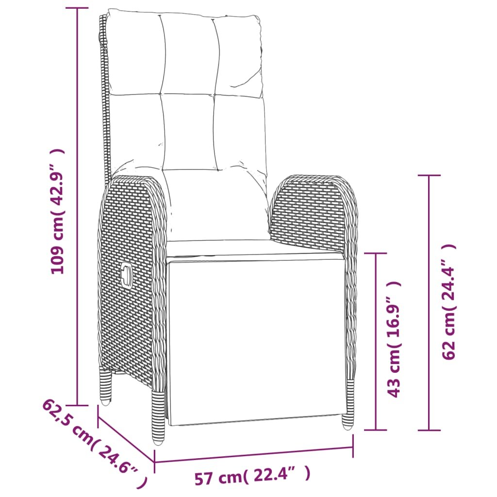 7-ių dalių sodo pagalvėlių komplektas vidaXL, juodas цена и информация | Lauko baldų komplektai | pigu.lt