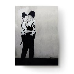Настенный плакат Banksy граффити Поцелуй полицейских Декор интерьера - 60 х 43 см цена и информация | Репродукции, картины | pigu.lt