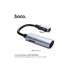 HOCO LS18 APPLE Lightning adapteris įkrovimui ir muzikos klausymui vienu metu, metališka pilka spalva kaina ir informacija | Adapteriai, USB šakotuvai | pigu.lt