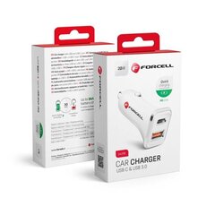 Автомобильное зарядное устройство FORCELL USB 3.0 + USB C Quick Charging + Power Delivery PD20W 4A CC-QCPD01 цена и информация | Зарядные устройства для телефонов | pigu.lt