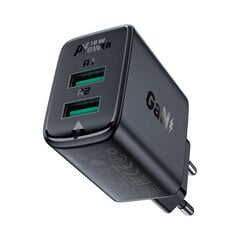 Адаптер питания ACEFAST 2 x USB 3A QC 18W - Черный цена и информация | Зарядные устройства для телефонов | pigu.lt