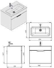 Шкафчик для ванной комнаты с умывальником Euroliux Stefanija ST1-60, белый цена и информация | Шкафчики для ванной | pigu.lt