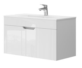 Подвесной шкафчик для ванной комнаты с умывальником Euroliux Stefanija ST1-80, белый цвет цена и информация | Шкафчики для ванной | pigu.lt