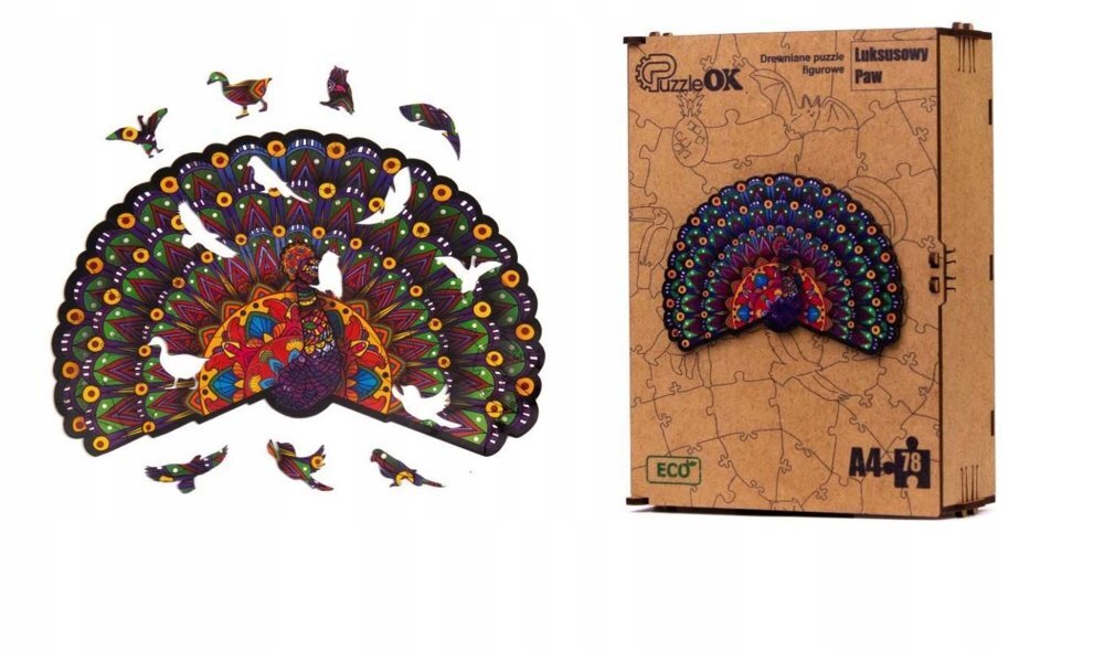 Medinė dėlionė PuzzleOK EKO Povas, 78 d. kaina ir informacija | Dėlionės (puzzle) | pigu.lt