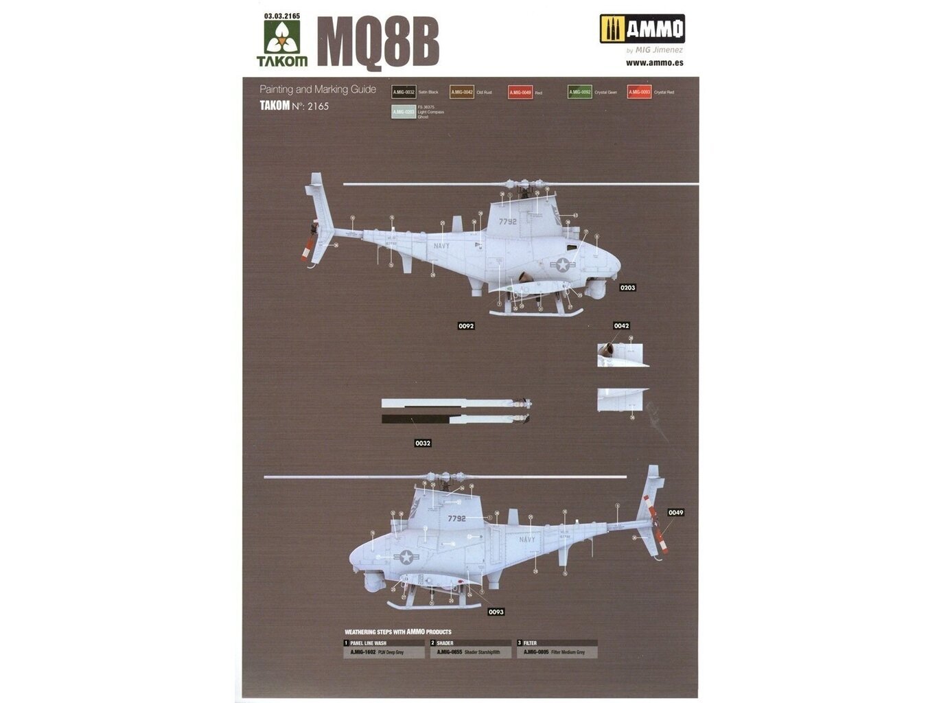 Modelis sraigtasparnis Takom MQ-8B, 1/35, 2165 цена и информация | Konstruktoriai ir kaladėlės | pigu.lt