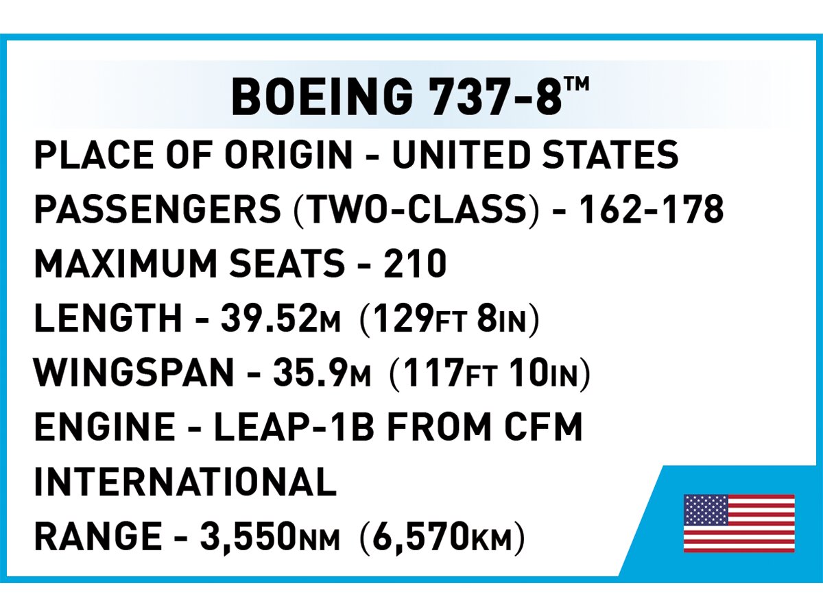 Konstruktorius Cobi Boeing 737-8, 1/110, 26608 цена и информация | Konstruktoriai ir kaladėlės | pigu.lt