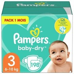 Vienkartinės sauskelnės Pampers Baby Dry 3, 198 vnt цена и информация | Подгузники | pigu.lt