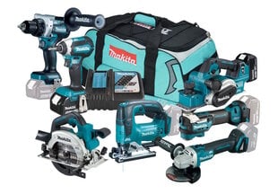 Набор аккумуляторных инструментов Makita DLX7019TX1 LXT, 18В, с аккумулятором и зарядным устройством цена и информация | Шуруповерты, дрели | pigu.lt