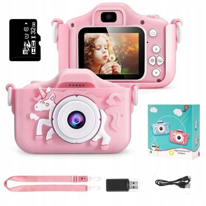Skaitmeninė žaidimų kamera Unicorn, rožinė цена и информация | Lavinamieji žaislai | pigu.lt