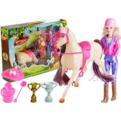 Lėlė su baltu arkliu ir priedais kaina ir informacija | Žaislai mergaitėms | pigu.lt