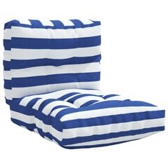Pagalvėlės sofai iš palečių vidaXL, 2 vnt., mėlynos/baltos kaina ir informacija | Pagalvės, užvalkalai, apsaugos | pigu.lt